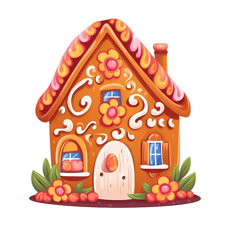 Flower Decorated Gingerbread House