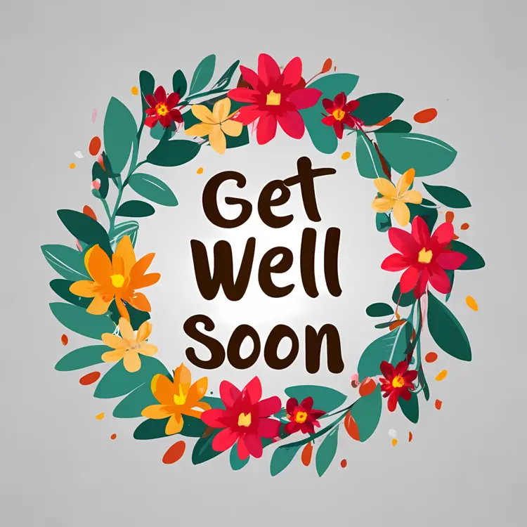 Floral Wreath Get Well Soon Message