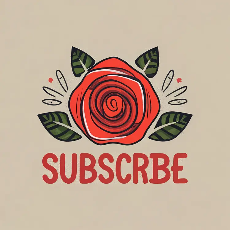 Subscribe with Red Rose Illustration