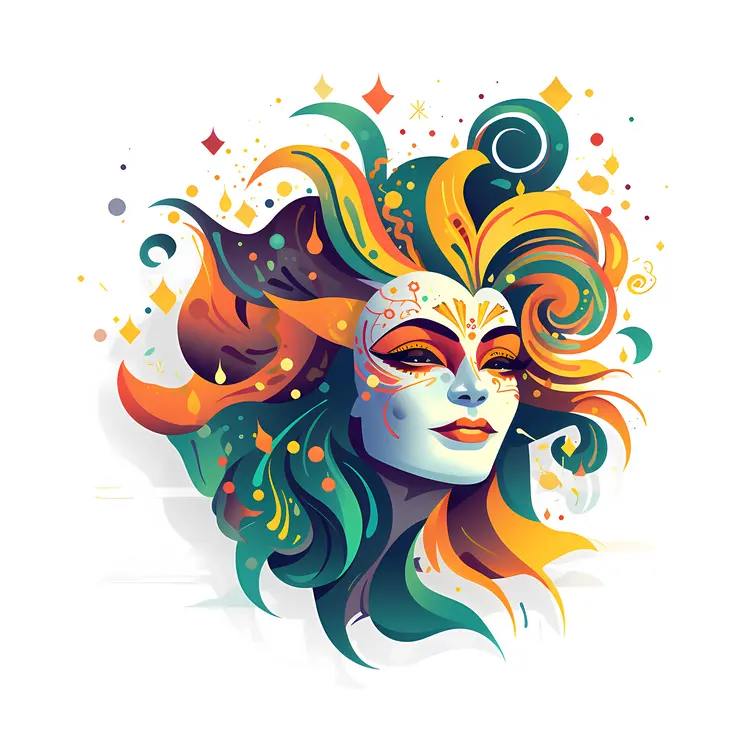 Colorful Mask with Feathers for Carnival