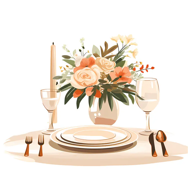 Minimalist Table Setting with Flowers and Glasses