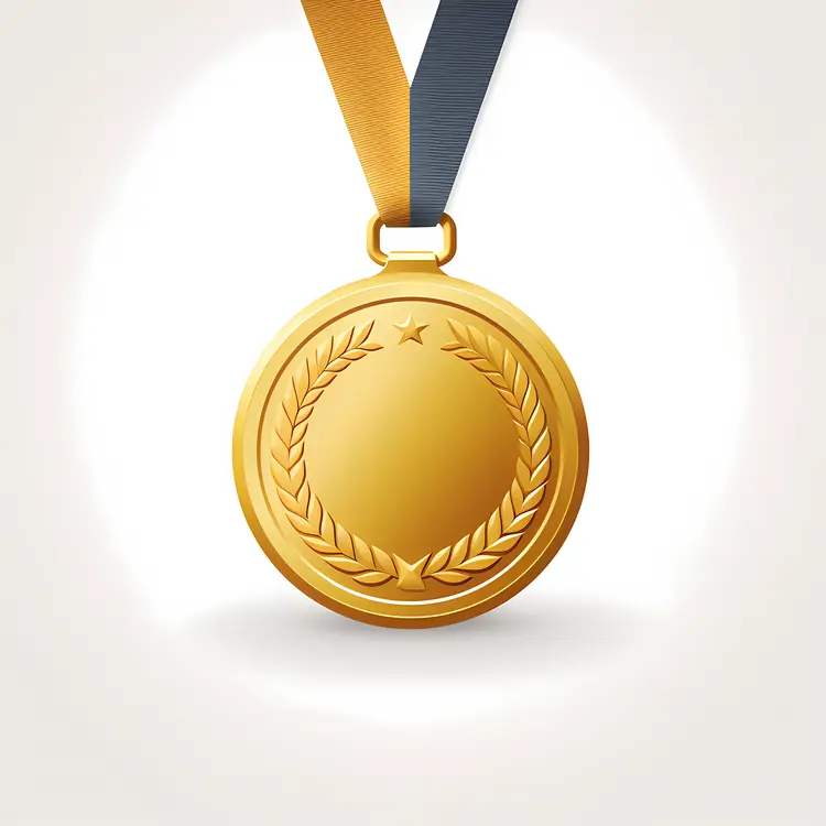 Gold Medal with Star and Ribbon