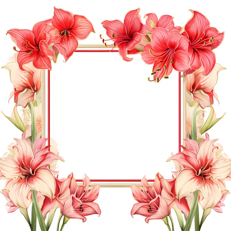 Red and White Lilies Frame