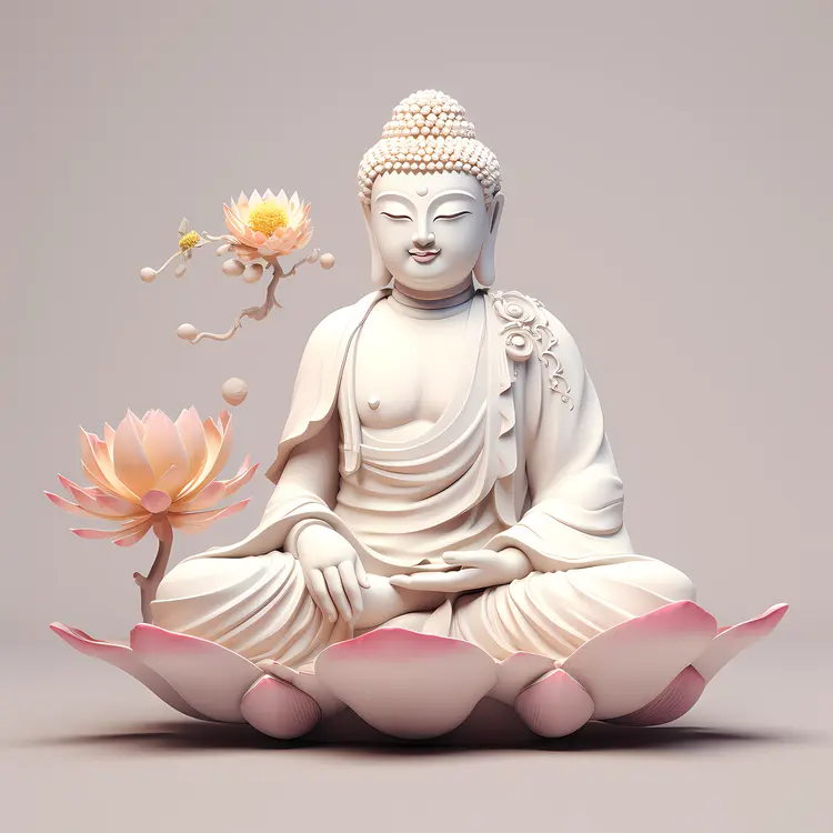 Buddha Statue with Lotus Illustration