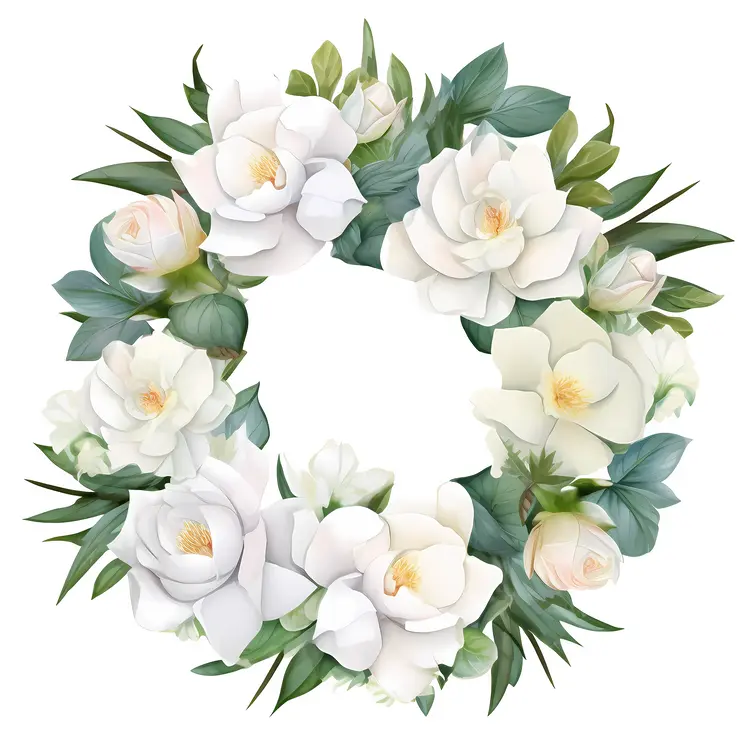 Beautiful White Flower Wreath for Festive Decoration