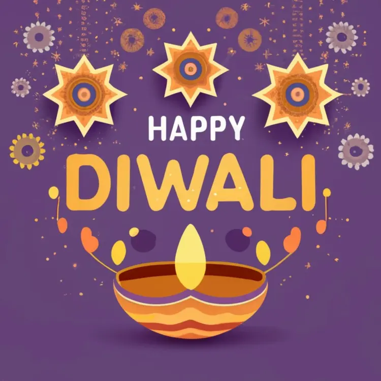 Happy Diwali with Decorative Lamps