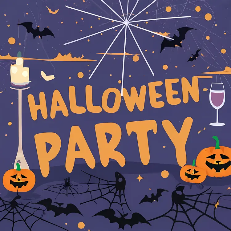 Halloween Party Poster with Pumpkins