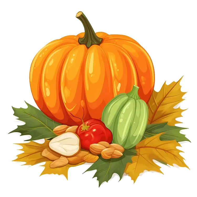 Autumn Harvest with Pumpkin and Gourds