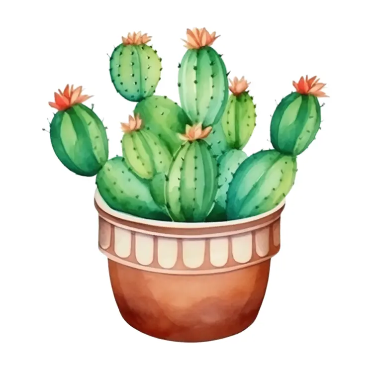Green Cactus in a Brown Pot