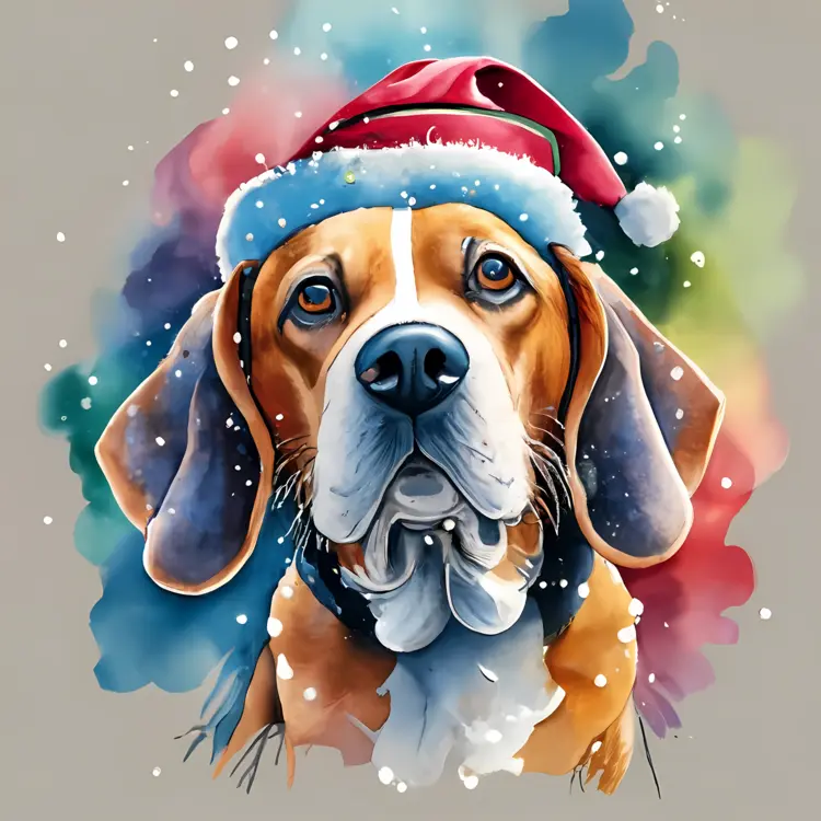 Festive Dog with Santa Hat