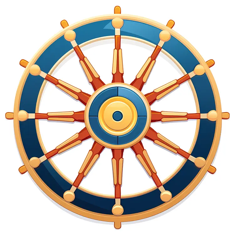 Colorful Ship Wheel Illustration for Maritime Navigation