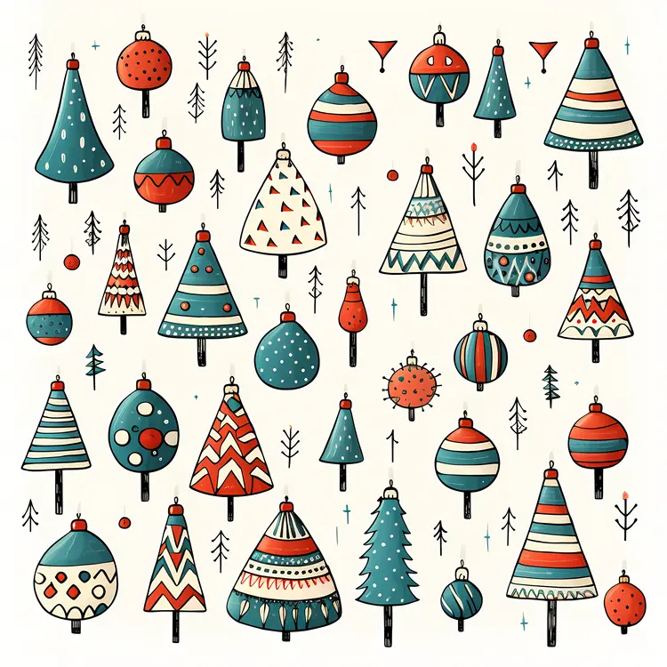 Festive Christmas Trees and Ornaments