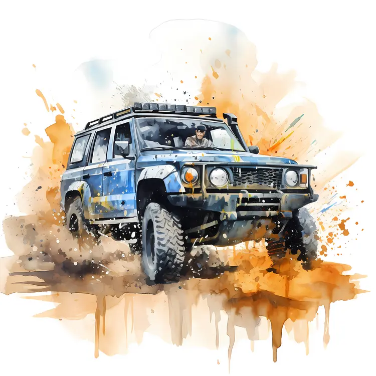 Blue Off-Road Vehicle in Action