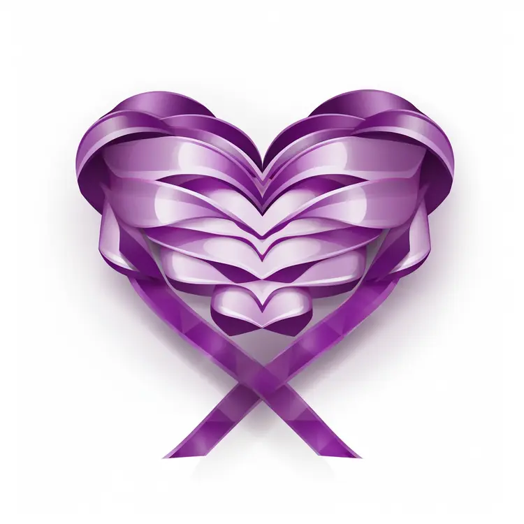 Purple Ribbon Heart for Valentine's Day