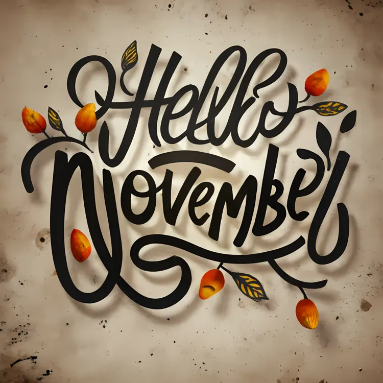 Hello November with Autumn Leaves