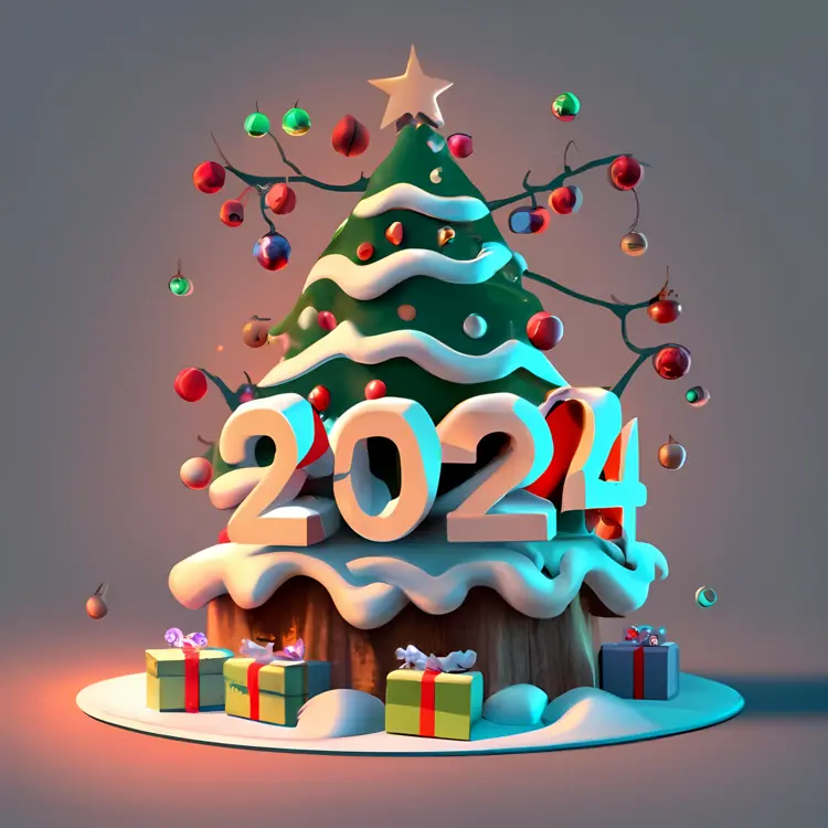 Christmas Tree with 2024 Decorations