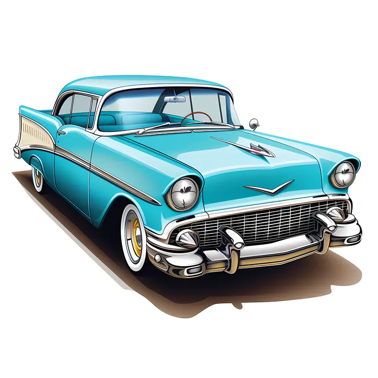Blue Classic Car Illustration