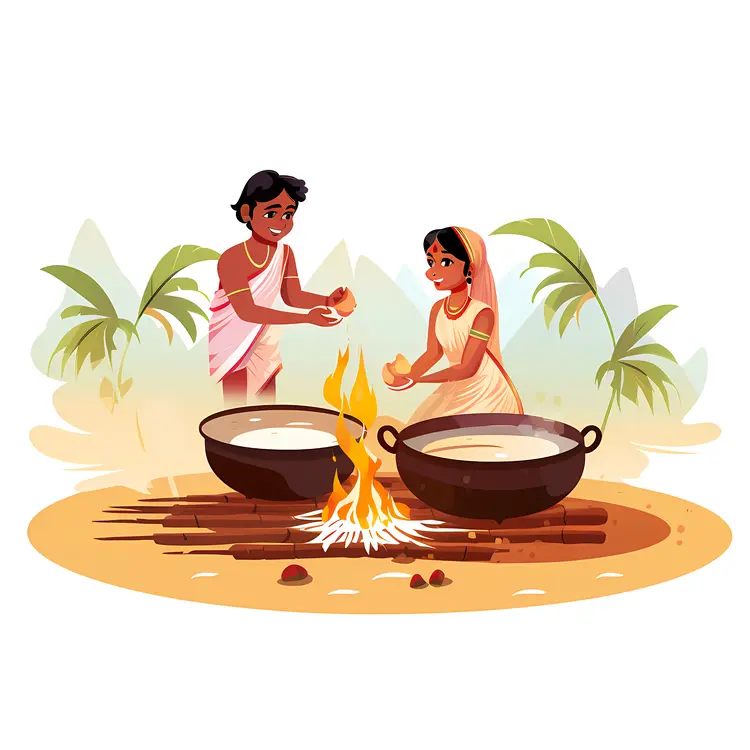 Traditional Couple Cooking Outdoors