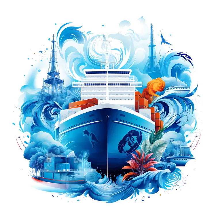 Large Ship with Cityscape Background