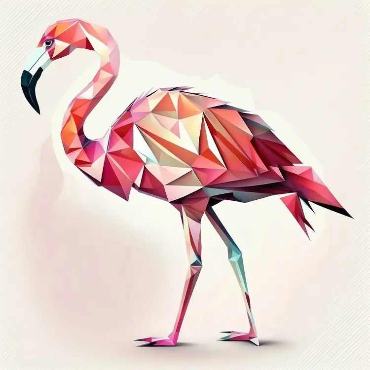 Geometric Polygonal Flamingo Art