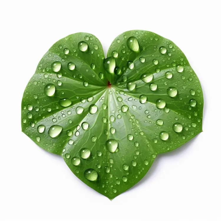Fresh Green Leaf with Water Droplets