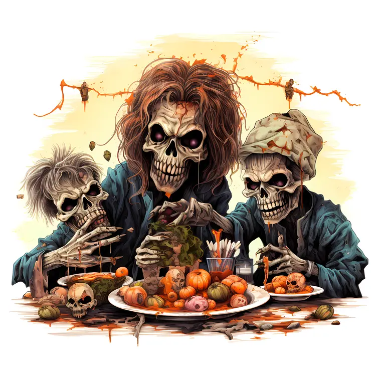 Skeletons Having a Spooky Dinner