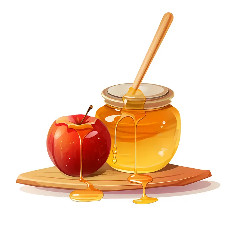 Honey Jar and Apple for Rosh Hashanah Celebration