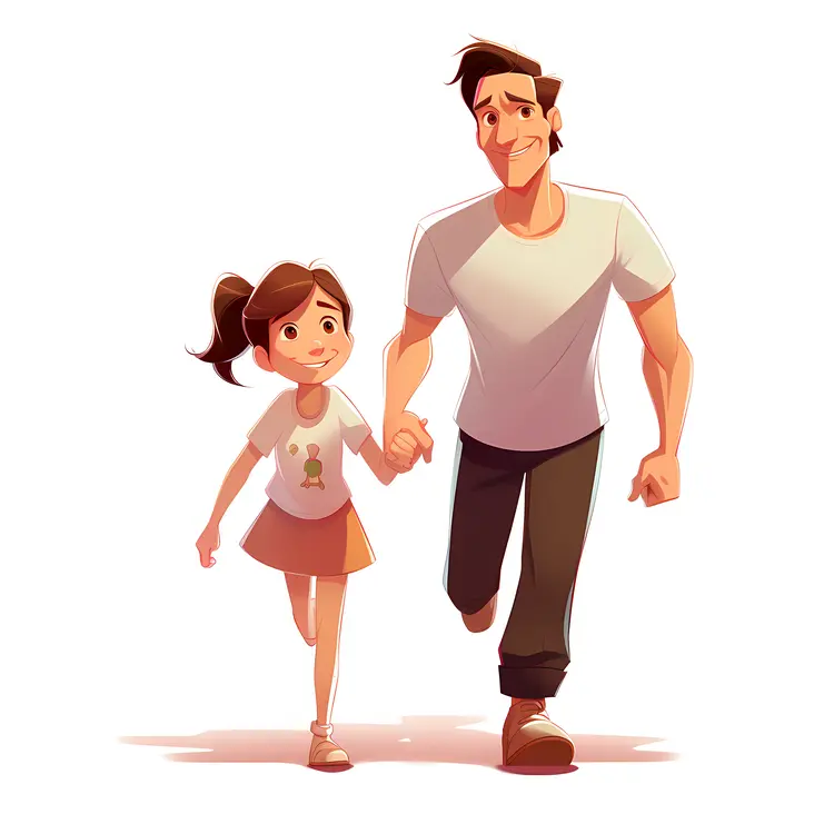 Father and Daughter Walking Together