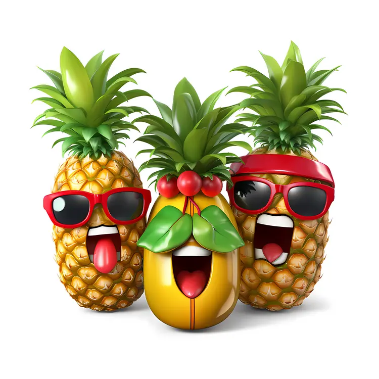 Happy Pineapples with Sunglasses