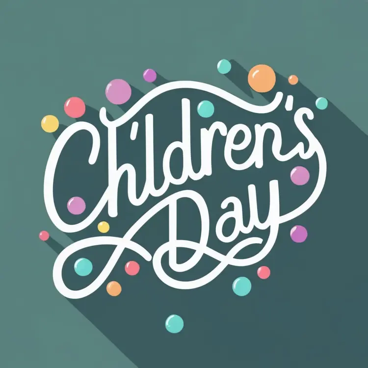Children's Day Text with Colorful Bubbles