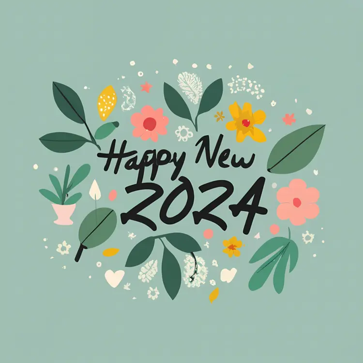 Floral Happy New Year 2024 Design