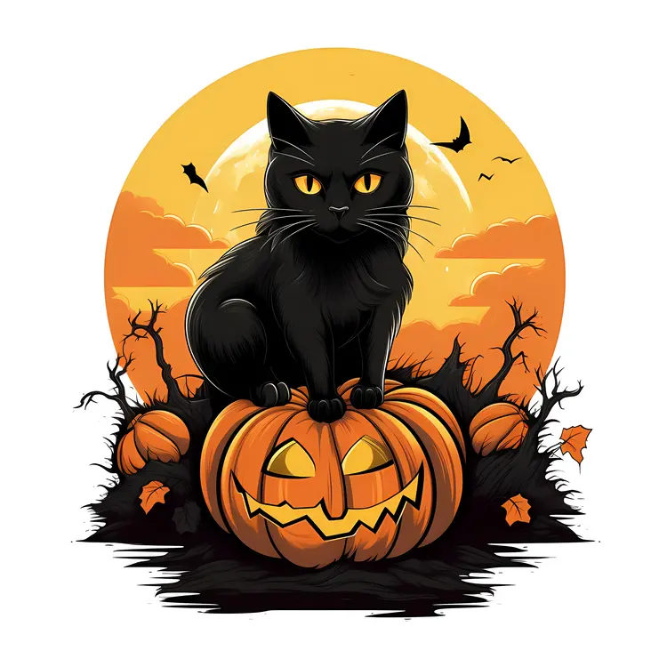 Black Cat on Pumpkin