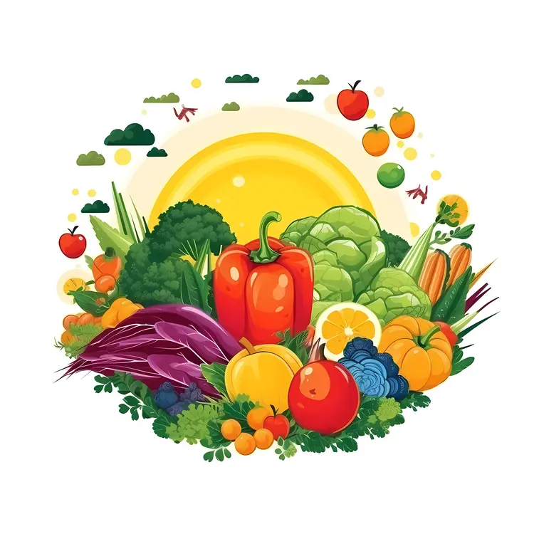 Colorful Vegetables in a Sunny Garden Scene