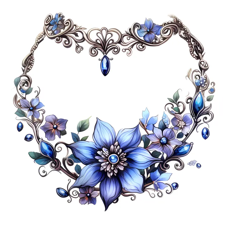 Blue Floral Jewelry Set