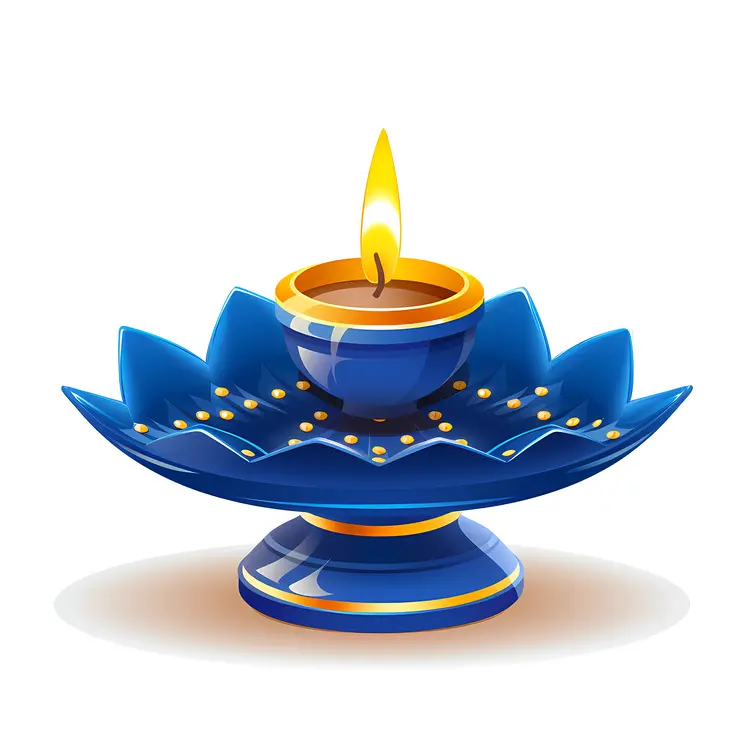 Blue Candle with Dotted Design