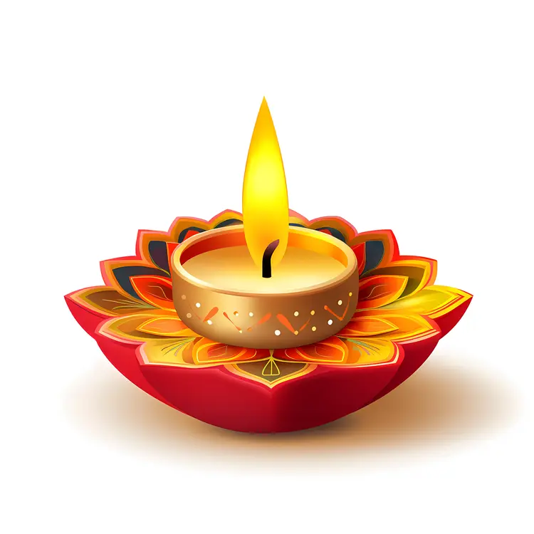 Beautiful Decorative Diya with Flame