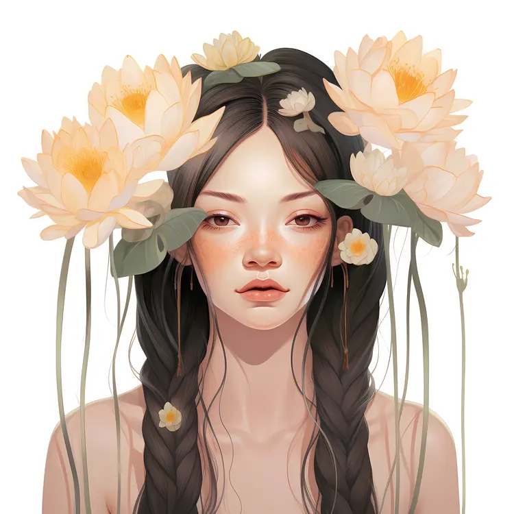 Charming Woman with Floral Hair Arrangement