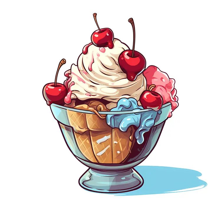 Delicious Ice Cream Sundae with Cherries