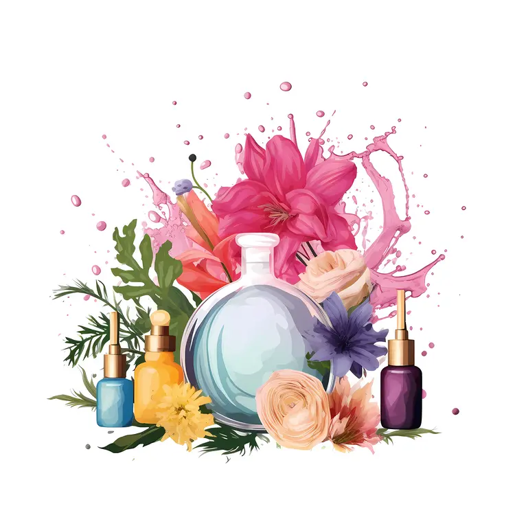 Colorful Perfume Bottles with Floral Design