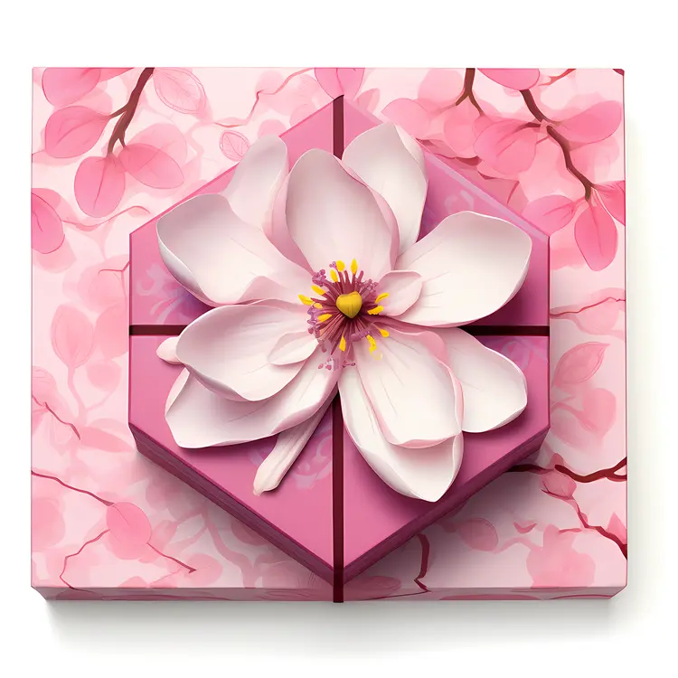 Elegant Pink Gift Box with Flower Design