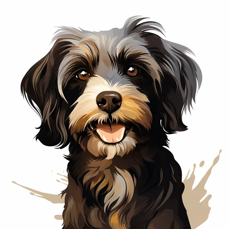 Black and Grey Dog Illustration