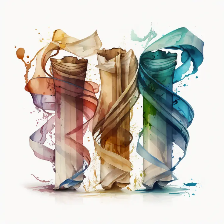 Scrolls with Colorful Ribbons and Text