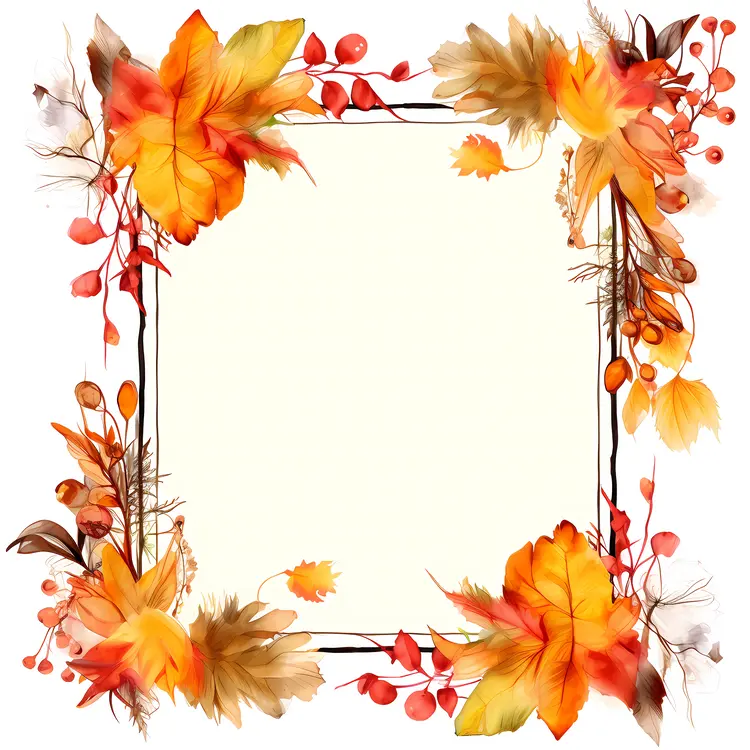 Autumn Leaves Frame with Berries