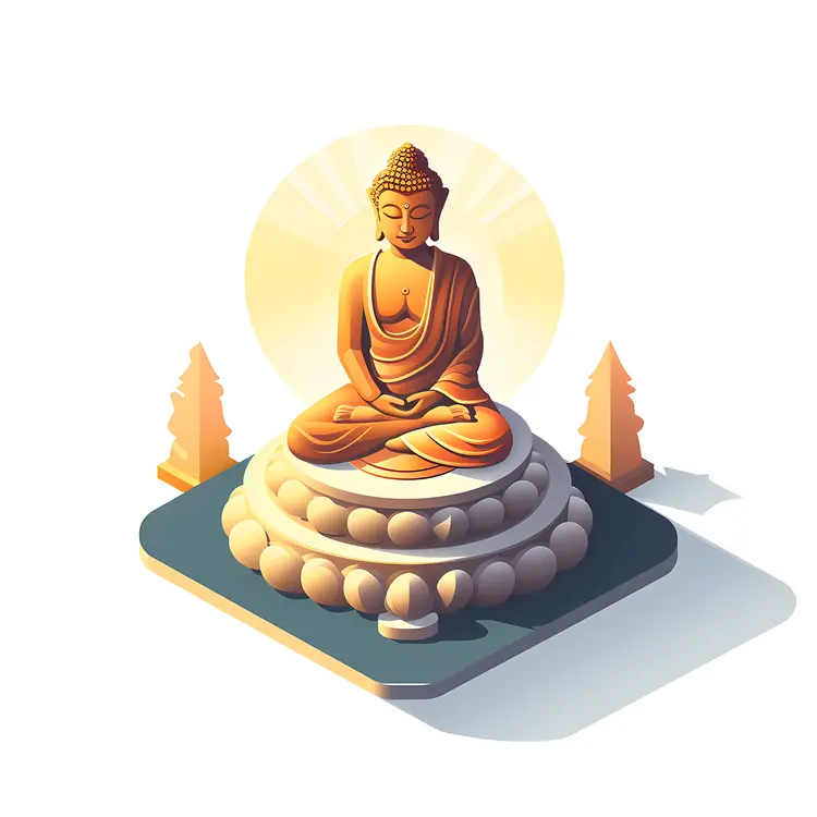 Golden Buddha on Pedestal Illustration