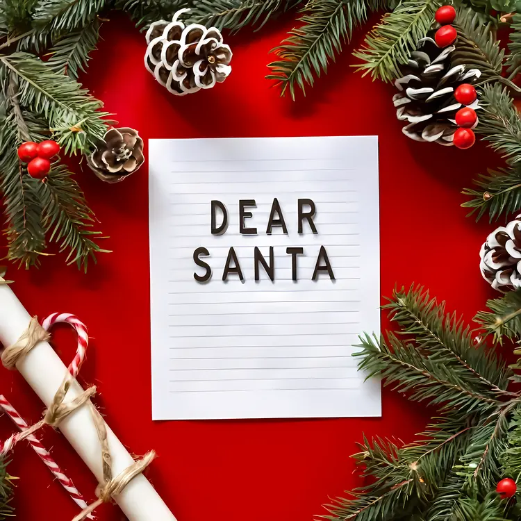 Dear Santa Letter with Pinecones and Candy Canes