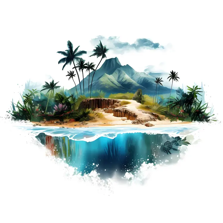 Tropical Island with Palm Trees