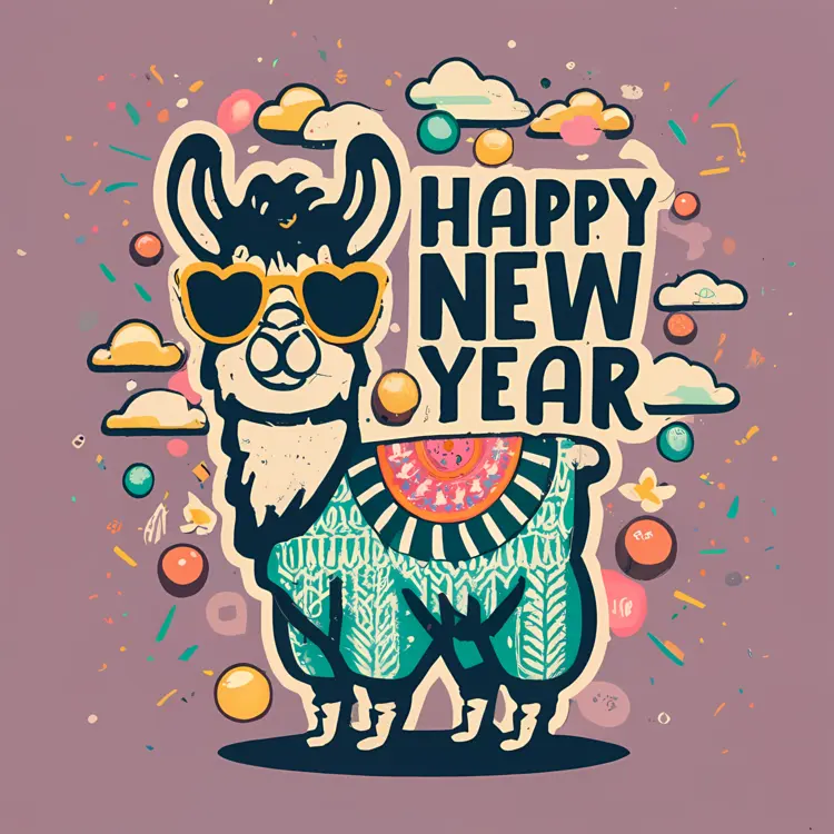 Happy New Year with Cool Llama