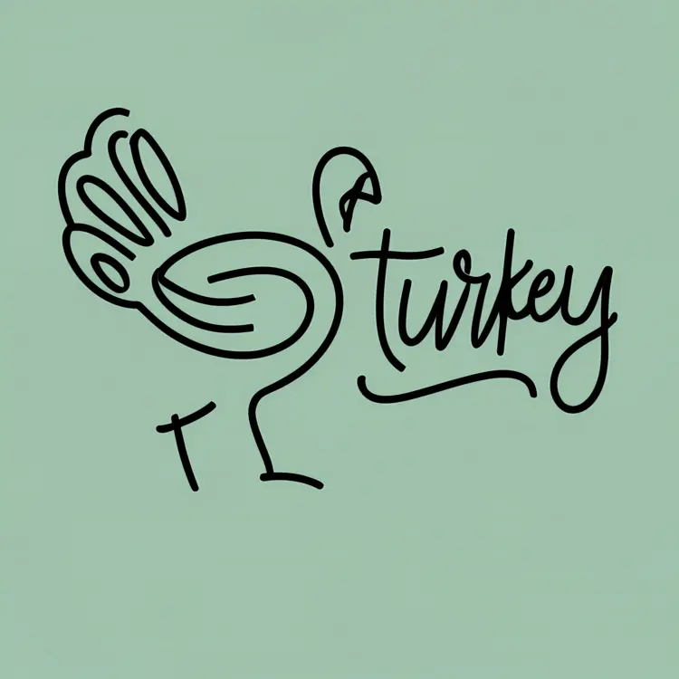 Artistic Turkey Line Drawing for Thanksgiving