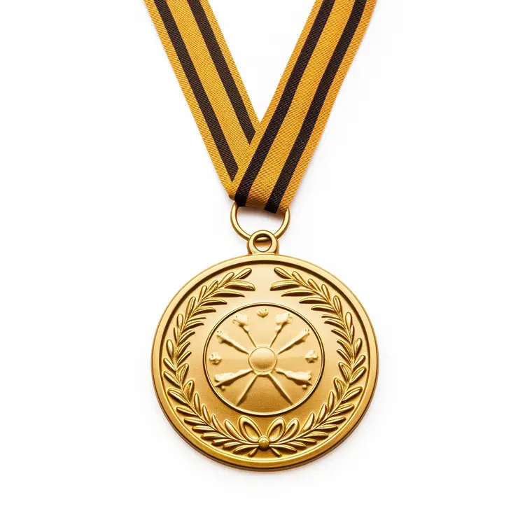 Gold Medal with Striped Ribbon