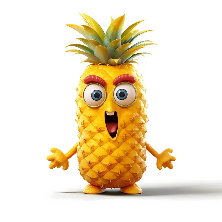 Cute Pineapple Cartoon Character